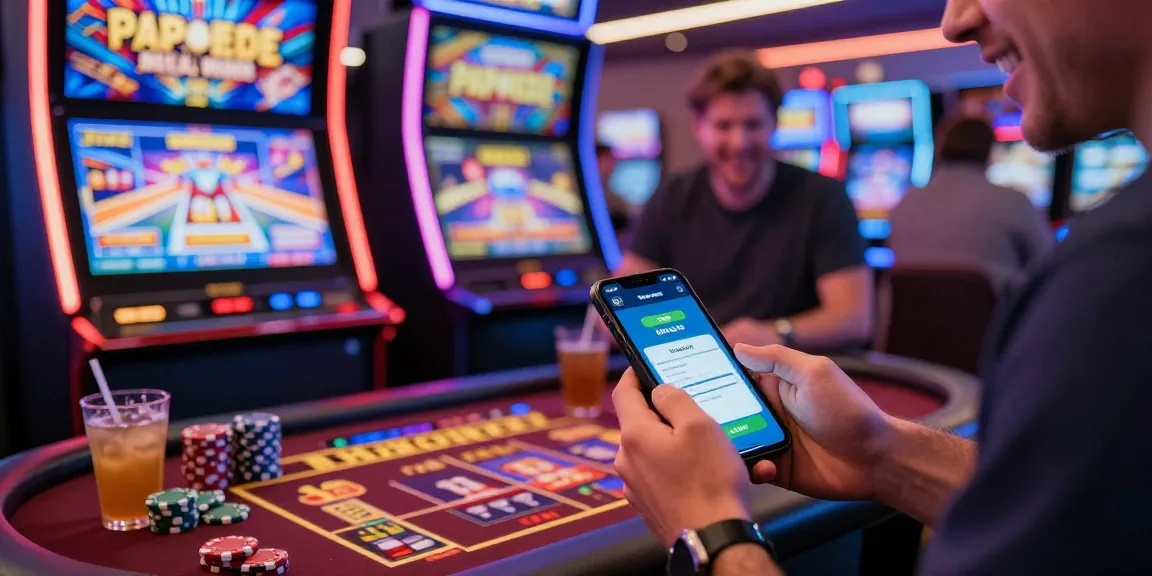 Nutzer der Paysafe-Karte, die Geld in einer lebhaften Online-Casino-Umgebung einzahlt.