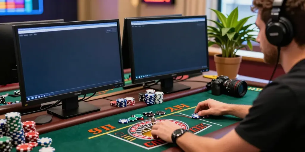 Player enjoying an online live dealer game with bonus sans depot casino offers.