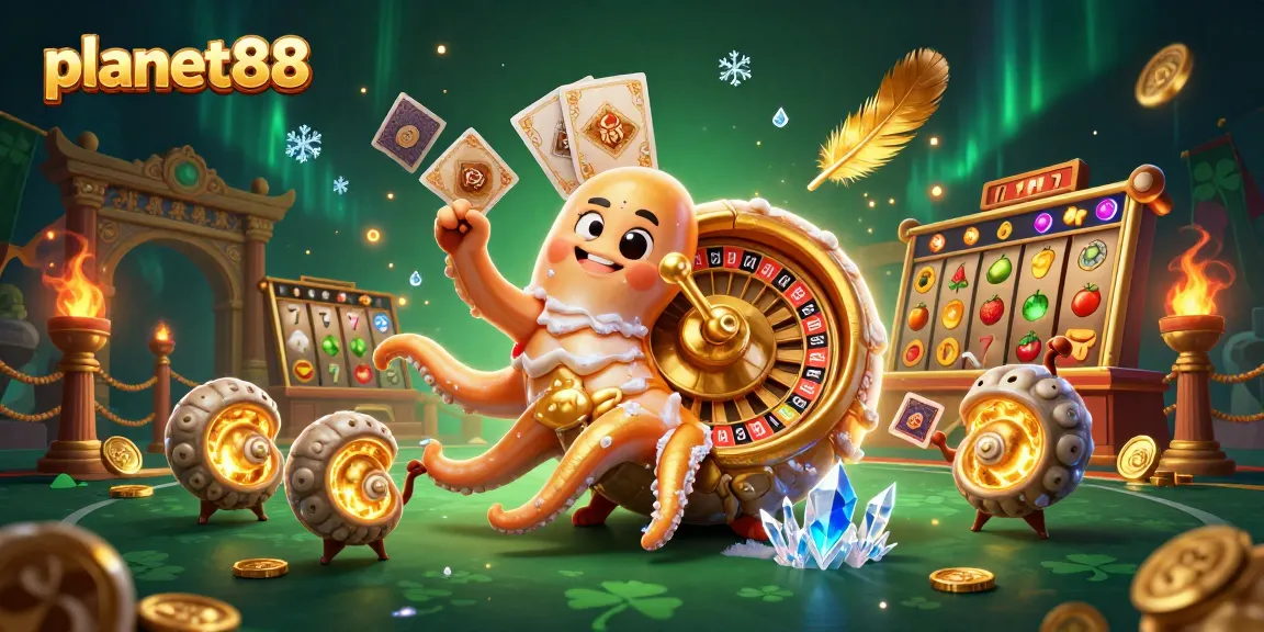 Experience thrilling gameplay at planet88 with a vibrant 3D casino scene featuring captivating slot elements.