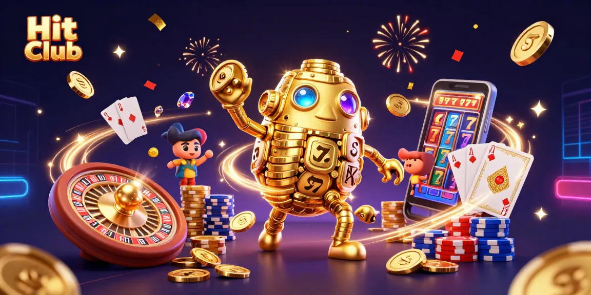 Experience the thrill of Hit Club with a golden golem and dynamic casino elements.