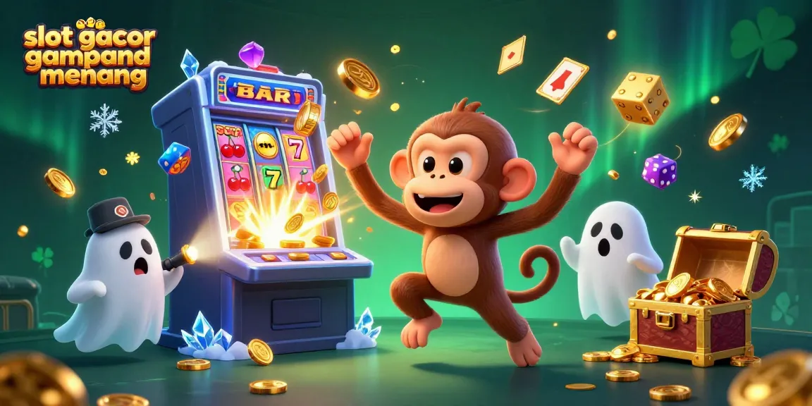 Experience slot gacor gampang menang excitement with a playful monkey juggling gold objects in a thrilling casino