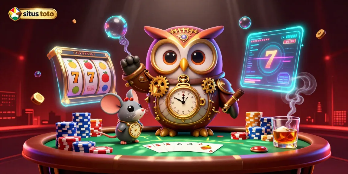 Slot dan jackpot menarik di situs toto, dengan karakter kasino 3D menyemarakkan suasana.