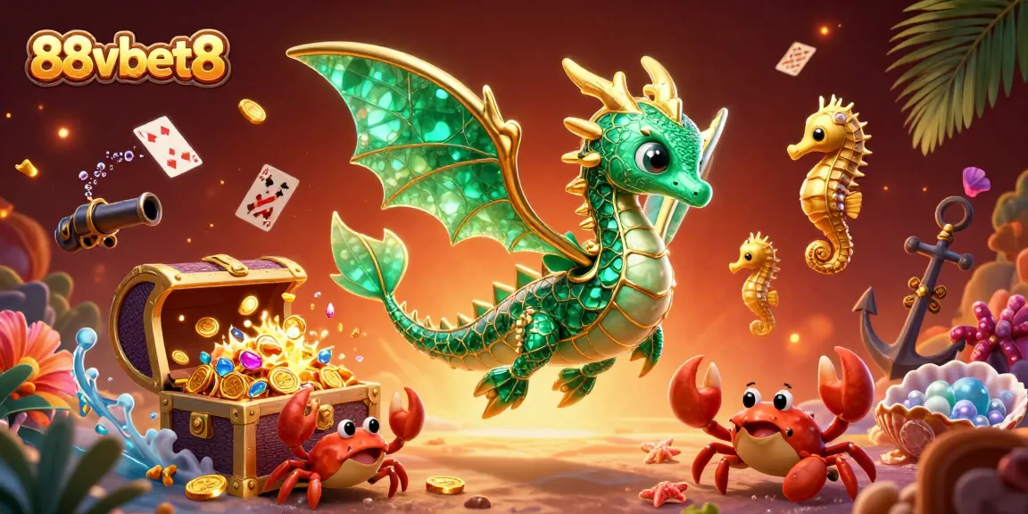 Experience thrilling wins at 88vbet8 with the emerald sea dragon and treasure-rich underwater scene.