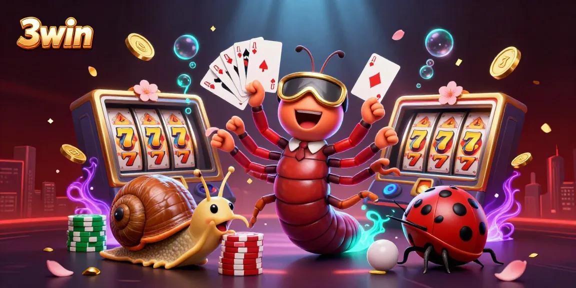 Experience thrilling gameplay at 3win with a vibrant casino scene featuring animated characters.