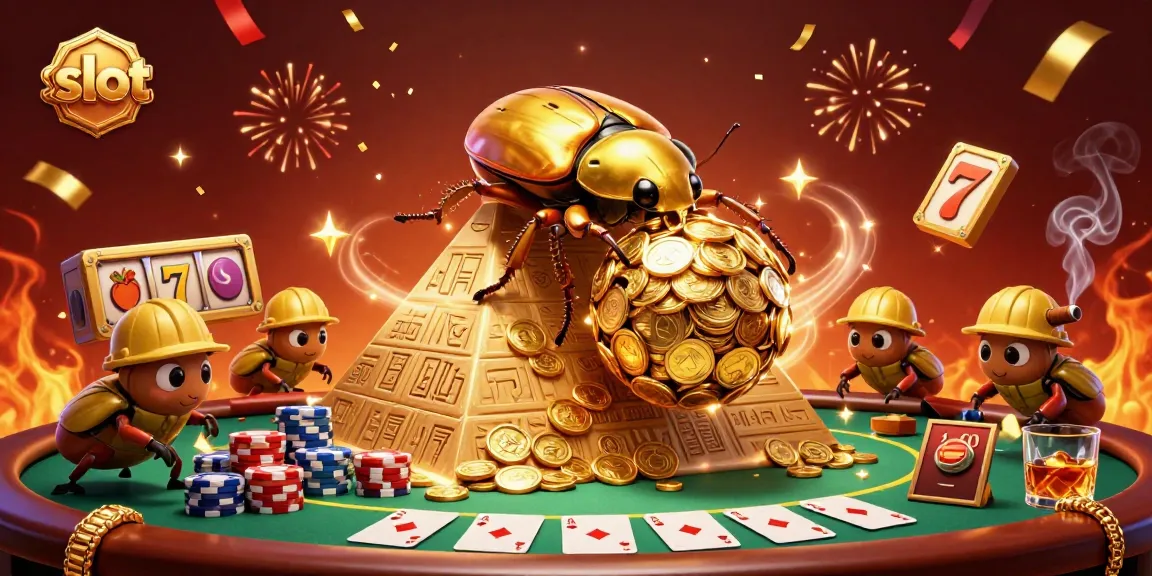 Spin thrilling slot games with vibrant symbols and a lively casino atmosphere illustrated in rich detail.