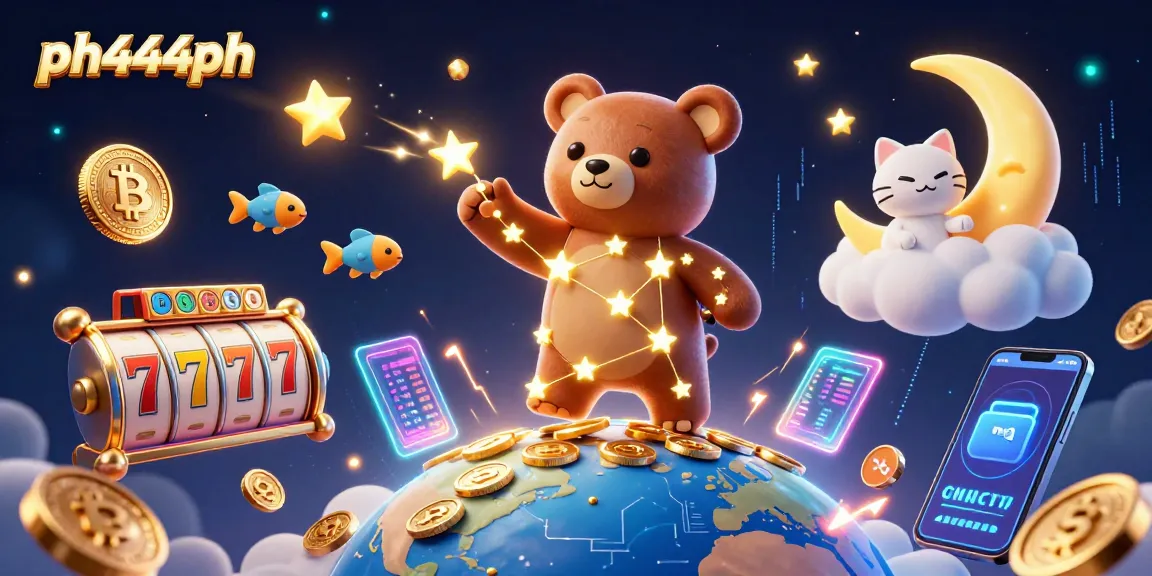 Spin in your winnings at ph444ph with vibrant slots and cryptocurrency elements in this captivating scene.