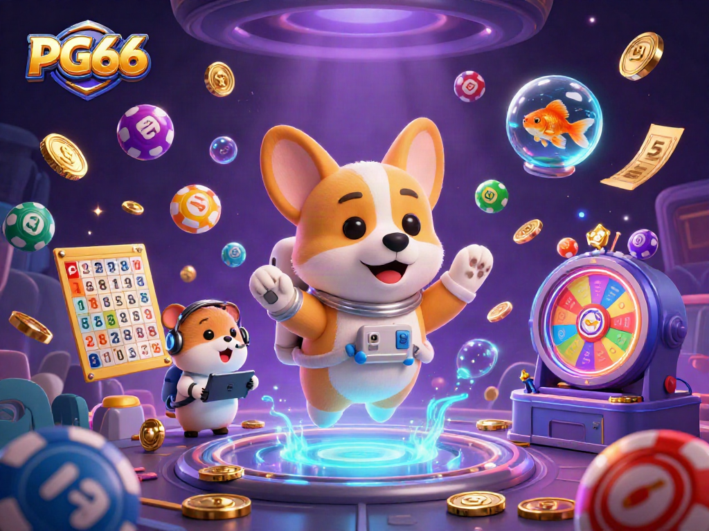 Experience thrilling moments with PG66 in this vibrant space casino scene.