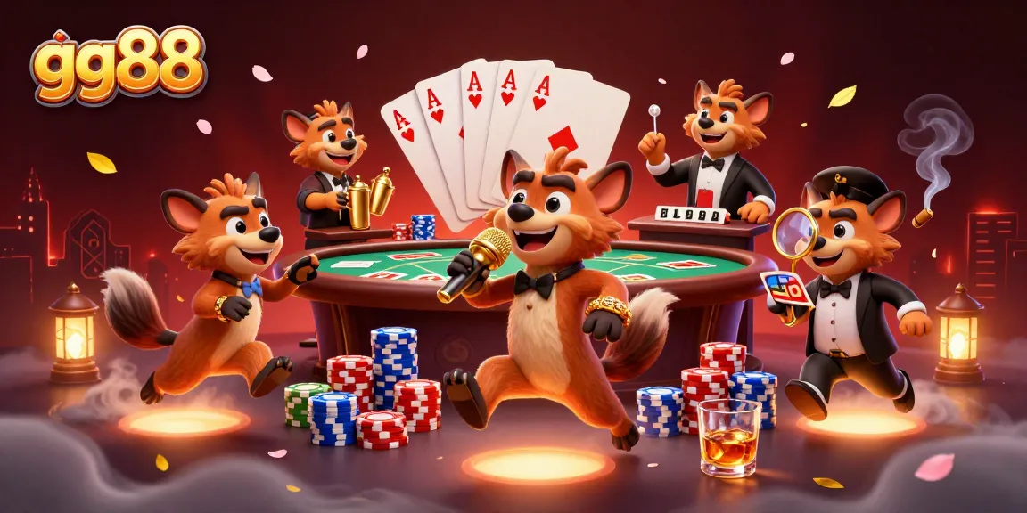 Watch gg88 hyenas rule the casino with laughs, drinks, and ID checks in this vibrant illustration.