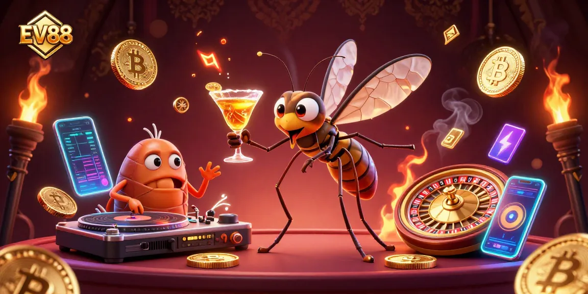 Experience EV88 with thrilling casino gaming featuring a vibrant 3D illustration of unique characters.