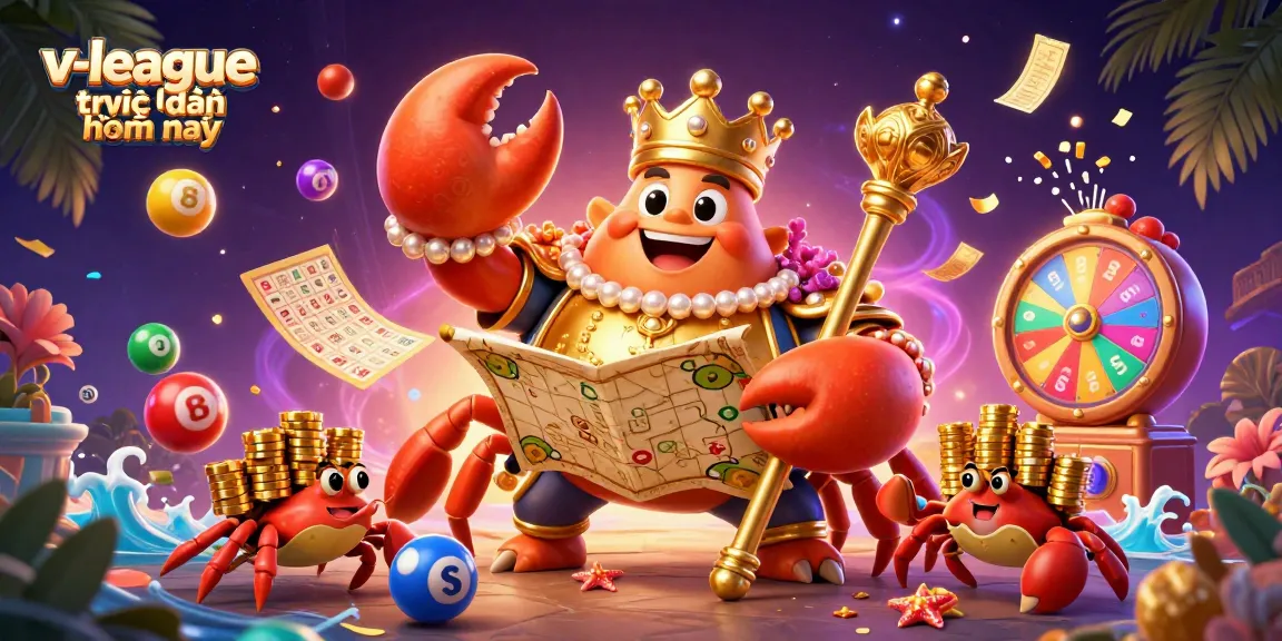 Experience v-league trực tiếp hôm nay with epic golden crab emperor, lively game elements, and dynamic casino graphics!