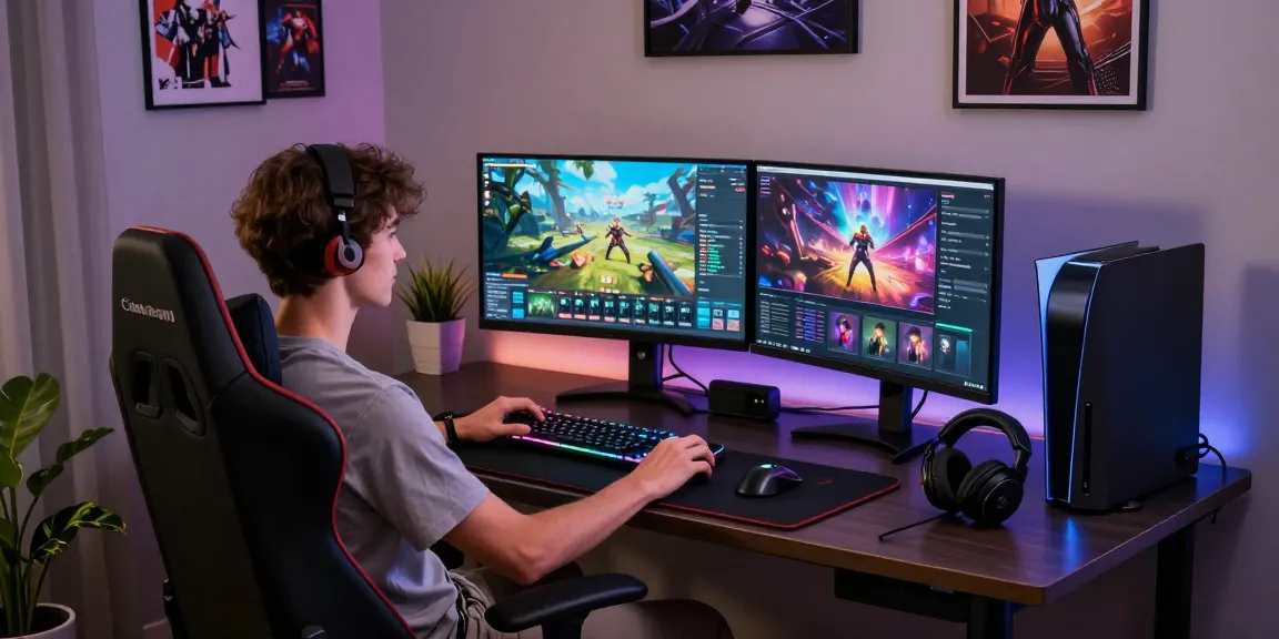 Pengaturan gaming mewah dengan LUXURY12 Link Alternatif dan perangkat canggih di ruang kerja modern.
