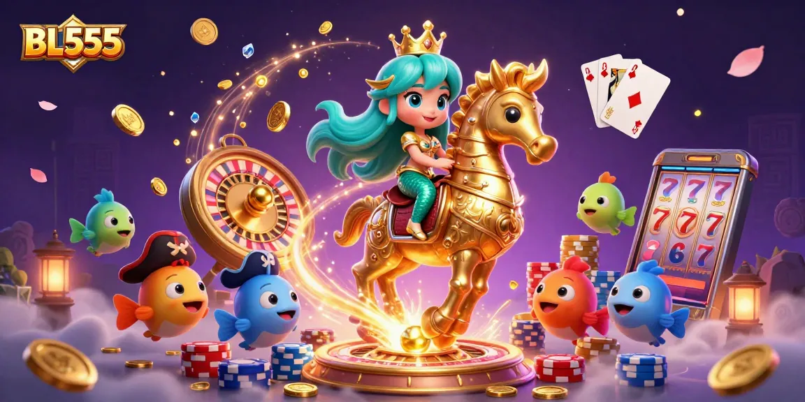 Engage with thrilling gameplay at BL555, where a vibrant casino scene showcases captivating characters and dynamic action.