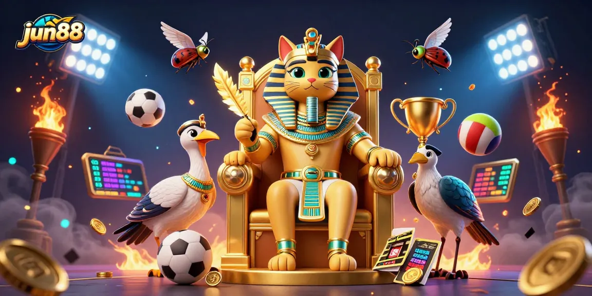 Engage with exciting sports betting features at jun88, featuring dynamic 3D characters and elements.