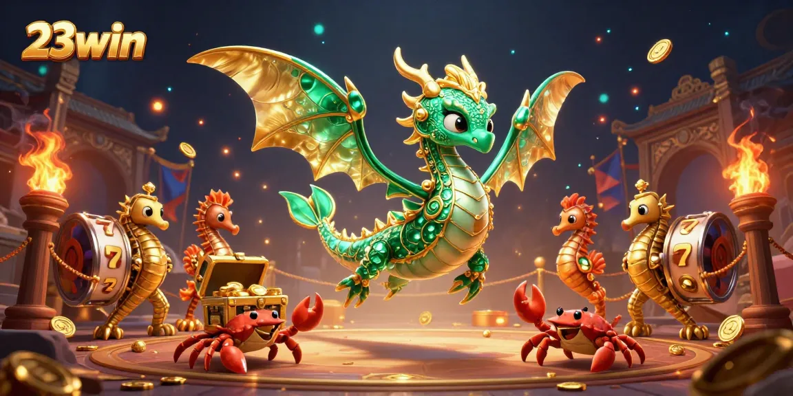 Engaging 3D scene showcasing a leafy sea dragon and royal seahorse, highlighting 23win's vibrant casino world.