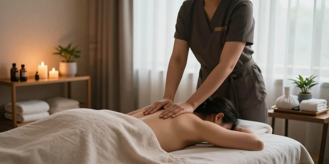 Relaxing 안산출장마사지 room scene with soothing atmosphere and serene professionals.
