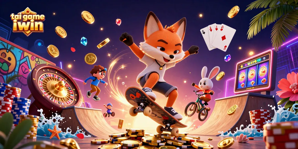 Experience the thrilling tai game iwin action with dynamic cartoon characters in a vibrant casino scene.