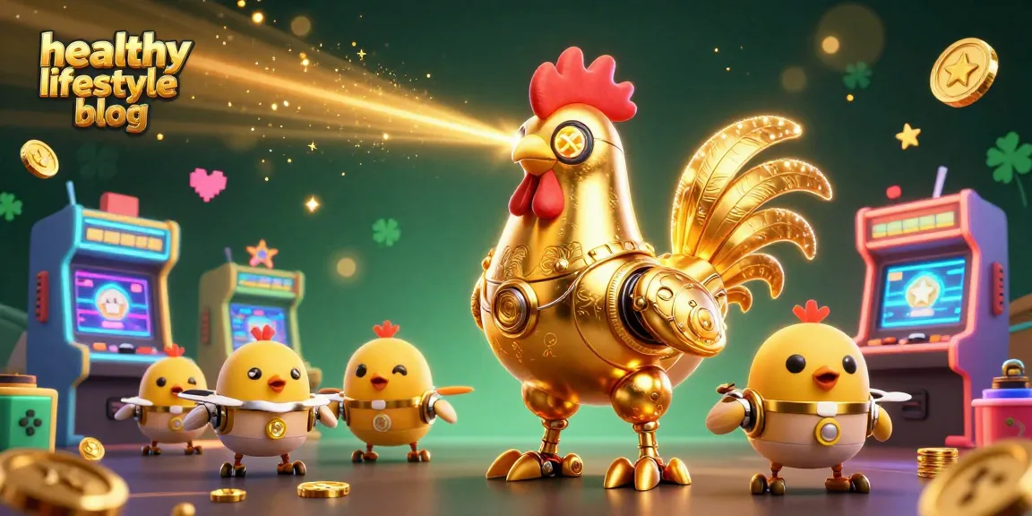 Engage with a dynamic scene showcasing a healthy lifestyle blog through a whimsical 3D gambling theme.