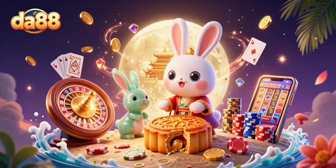 Spin and win at da88 with the moon rabbit and vibrant casino elements.