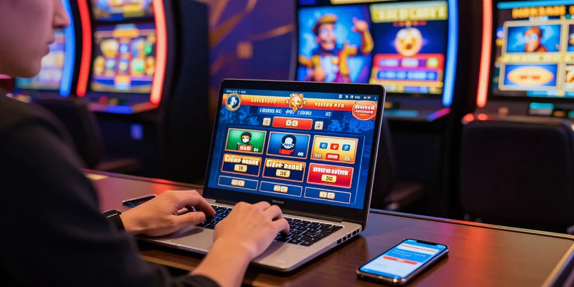 Explore credit card casinos with a player engaging digitally on their laptop at https://euf.co.uk, surrounded by vibrant gaming visuals and promotional content.
