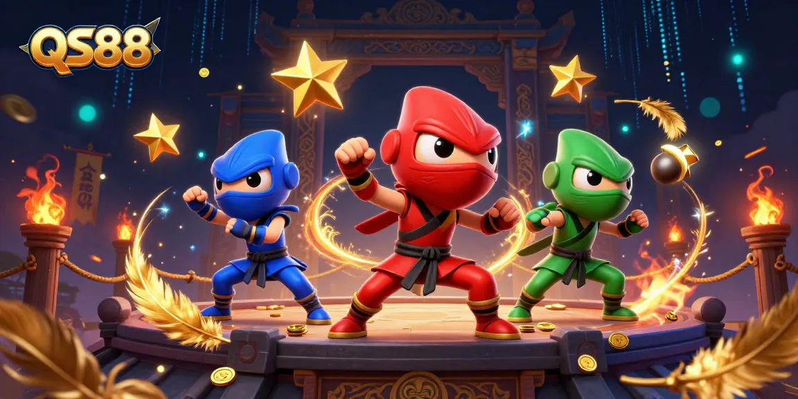 Enhance your gaming at QS88 with vibrant action-packed scenes featuring ninja chameleons.