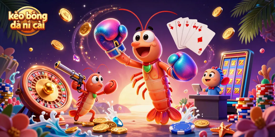 Engage with the thrilling action of kèo bóng đá nhà cái featuring vibrant shrimp characters and casino elements.