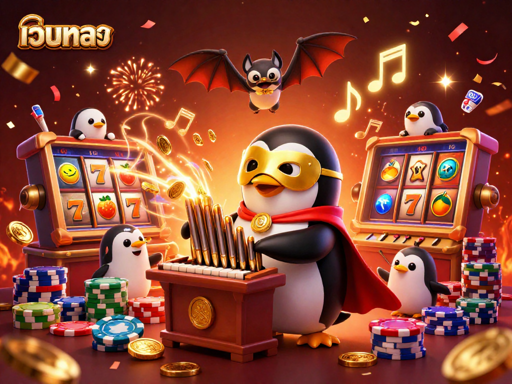 Experience thrilling gameplay at เว็บตรง with vibrant slot reels and dynamic characters in an engaging casino scene.