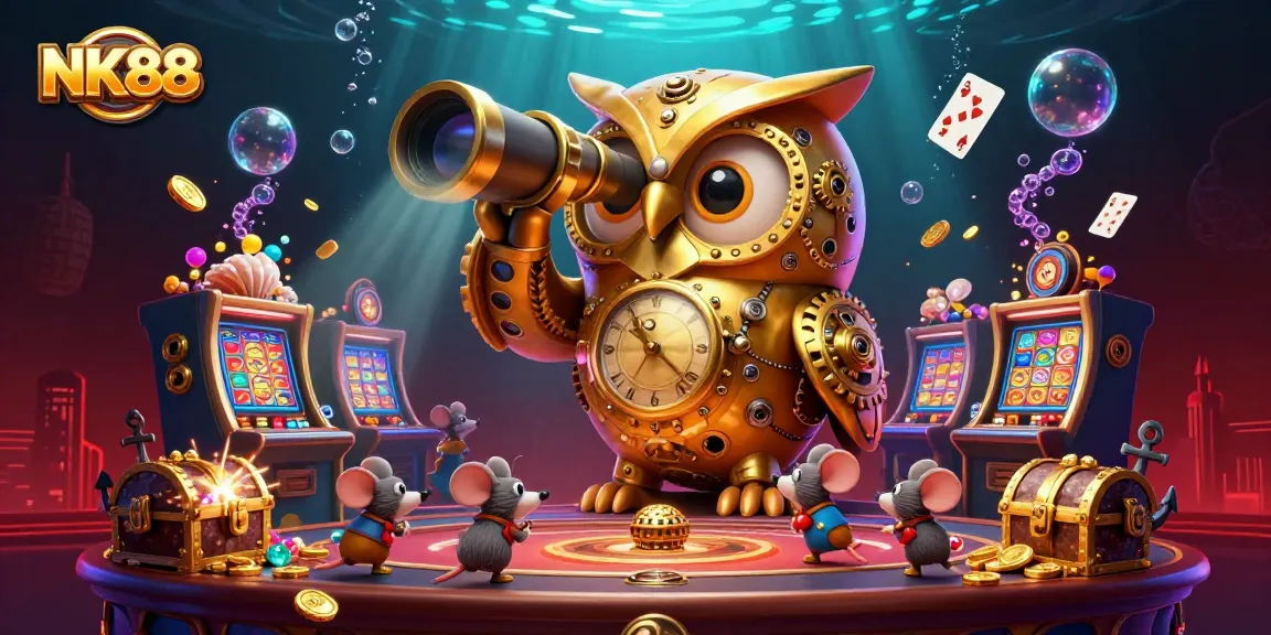 Experience dynamic gameplay with NK88 casino elements in a vibrant 3D illustration.