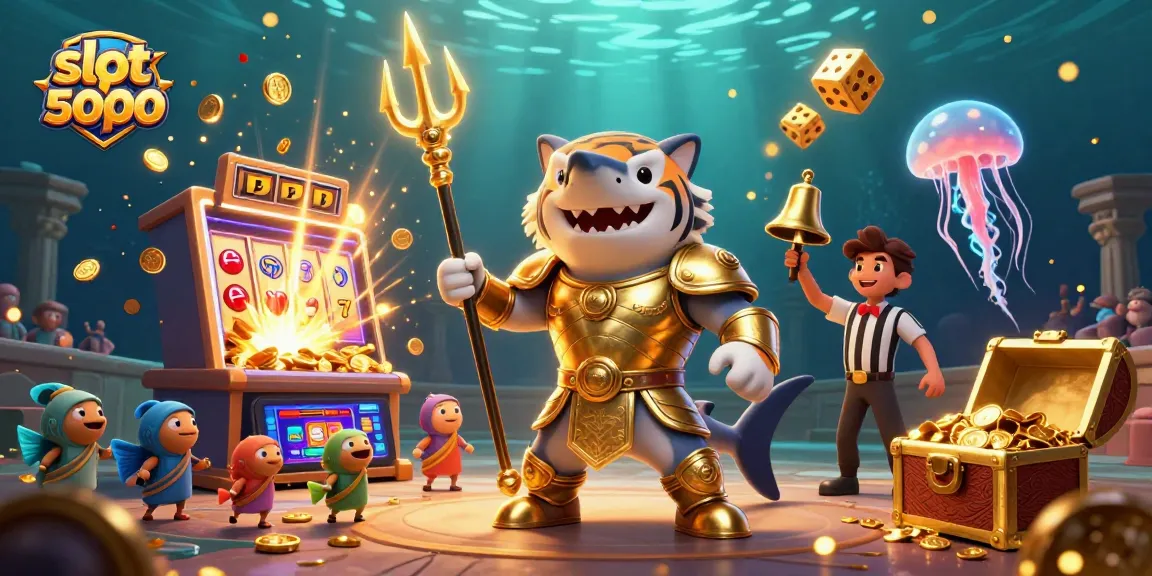 Experience jackpot thrills with slot depo 5000 in this underwater casino illustration.