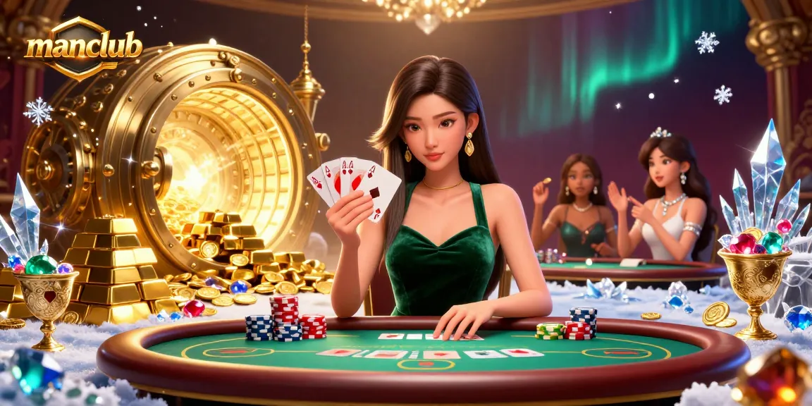 Experience thrilling gameplay at manclub with a stunning poker scene featuring gems and gold.