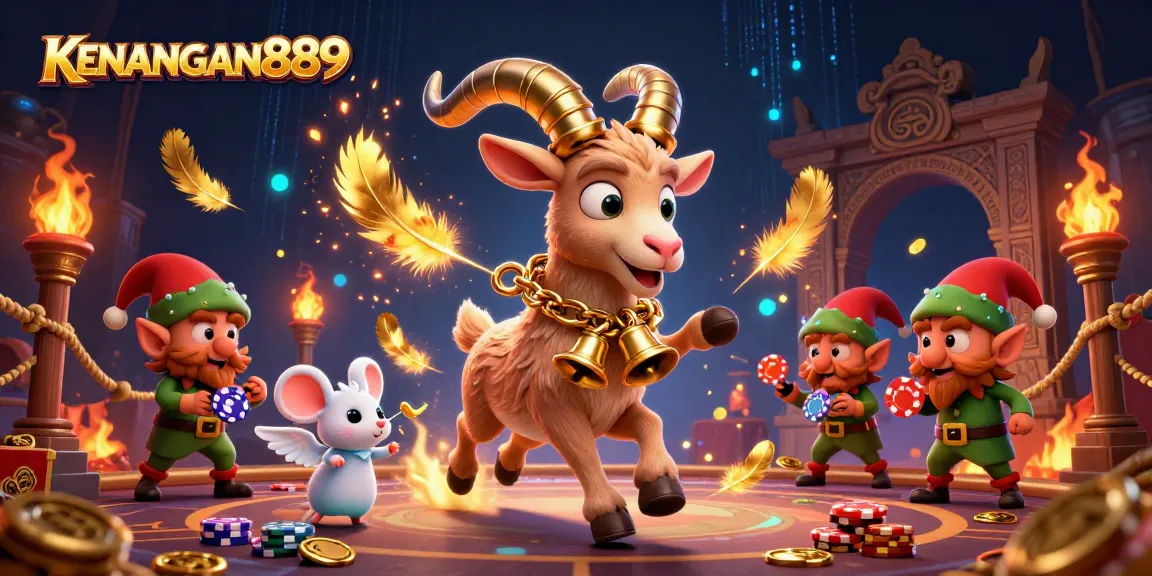 KENANGAN889 showcases thrilling casino action with festive characters in an engaging online gaming environment.