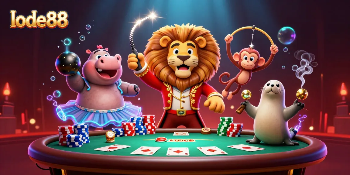 Join the excitement at lode88 with a vibrant casino-themed 3D illustration featuring playful characters.