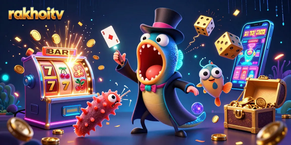 Experience thrilling gameplay on rakhoitv with vibrant slot machines and dynamic casino scenes.