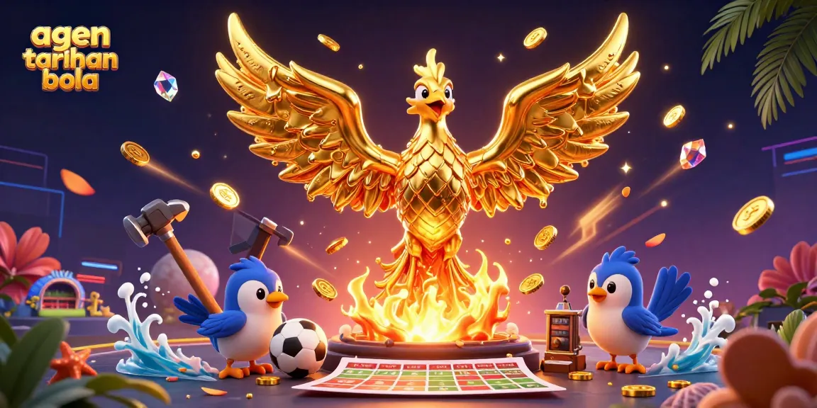 Experience the thrill of agen taruhan bola with a golden phoenix and sport betting elements.