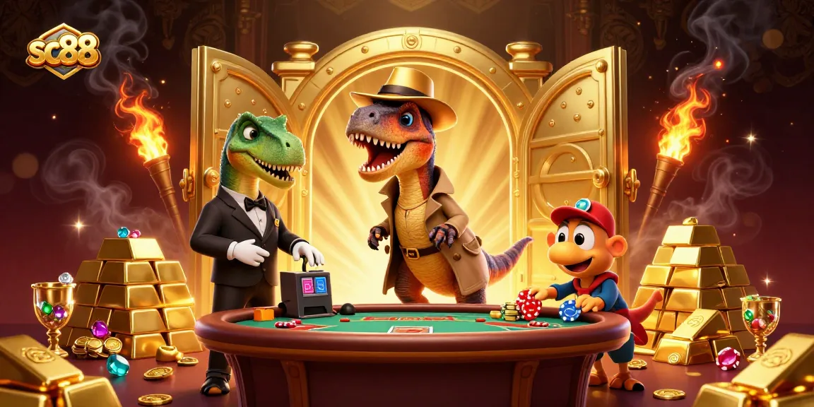 Engage with sc88's exciting blackjack scene featuring animated characters and lavish casino elements.
