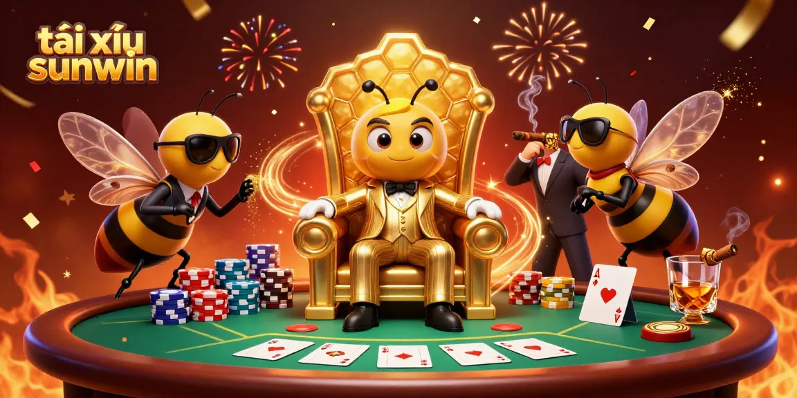 Tài xỉu sunwin showcases a vibrant casino scene with a bumblebee mob boss at the center of action.