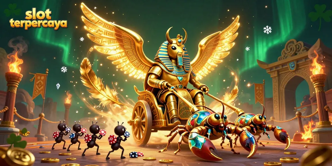 Mainkan slot terpercaya dengan keberuntungan dari scarab emas dan chip poker yang menggiurkan.