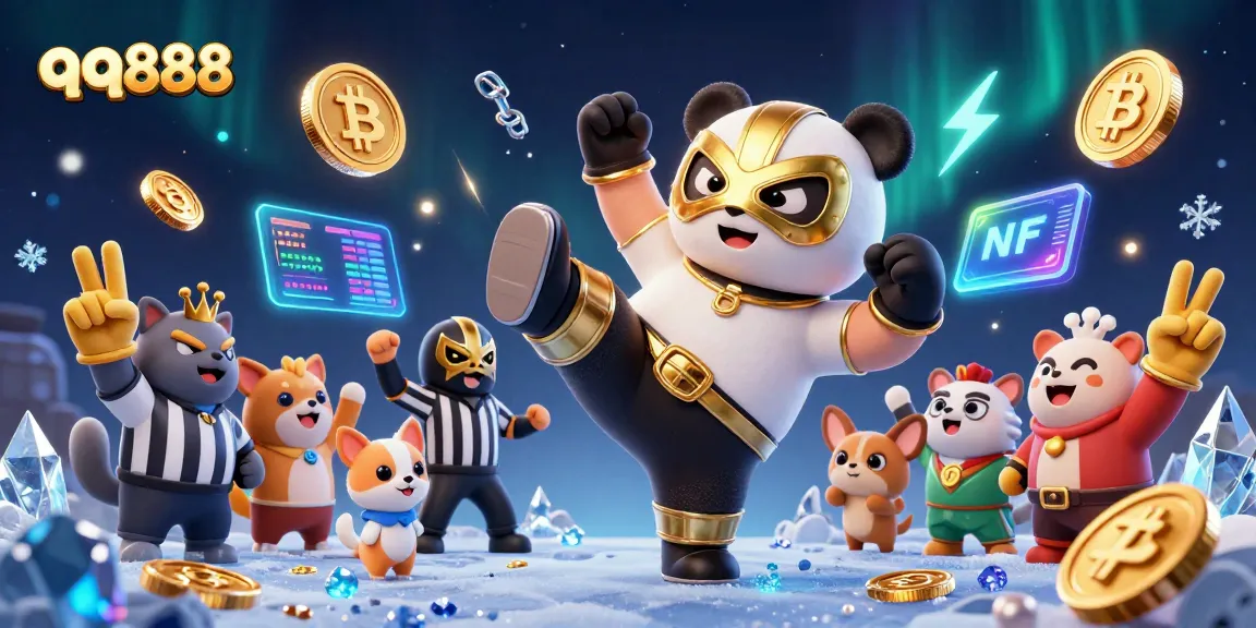 Experience thrilling gaming action with qq888, featuring an energetic wrestler panda and vibrant casino elements.