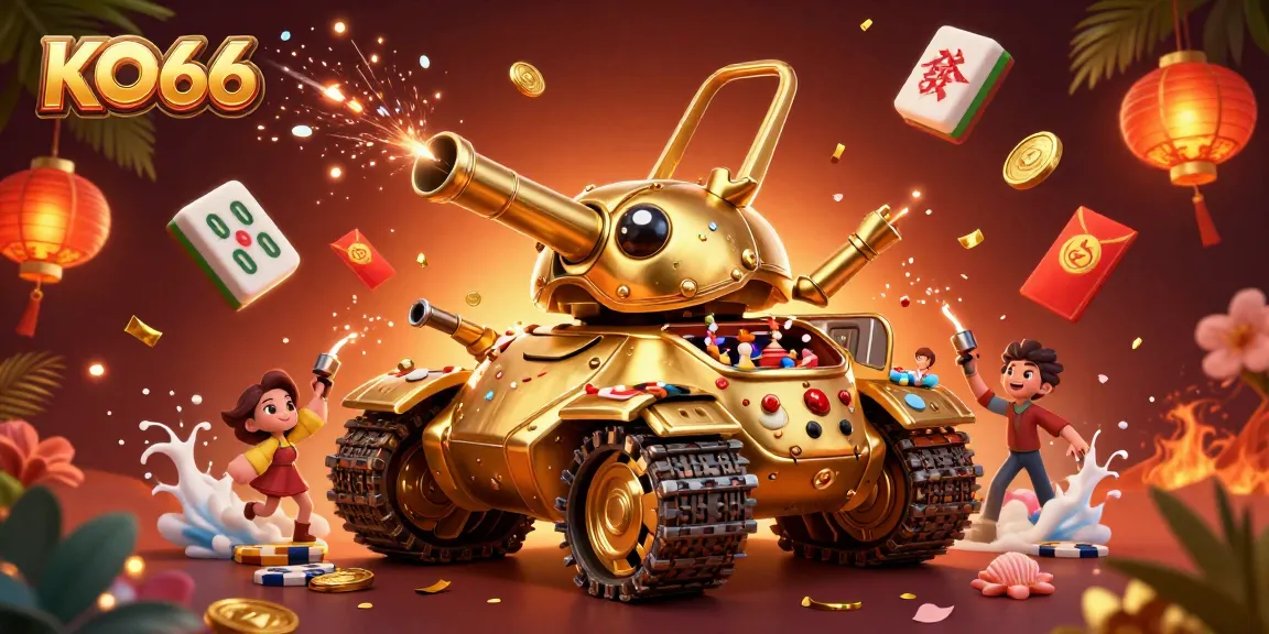 Engage with KO66's immersive gaming experience inside a golden beetle tank casino.