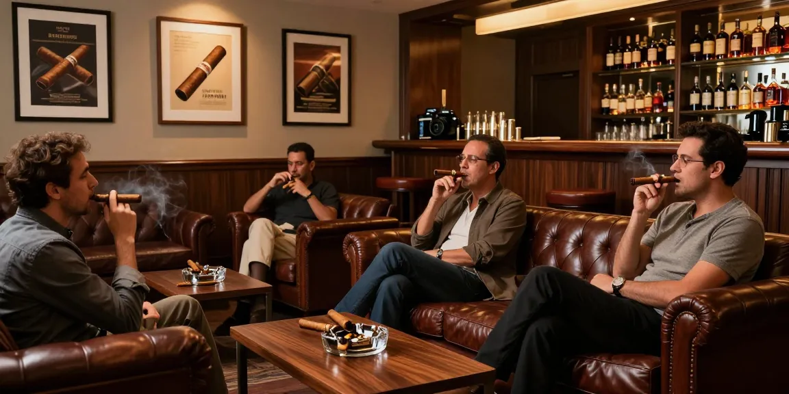 Rokok 88 enthusiasts enjoying premium cigars in a luxurious lounge setting.
