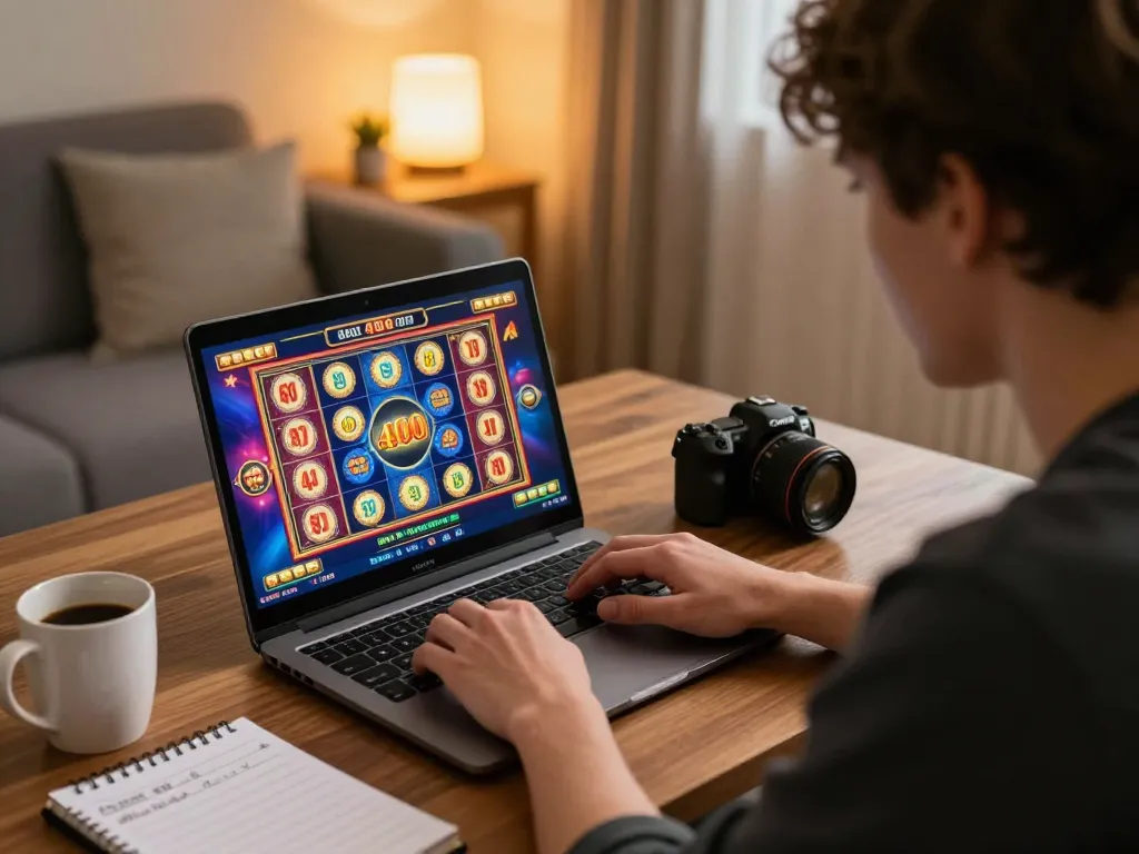 Engaging gameplay on slot bet 400 displayed on laptop in modern home setup