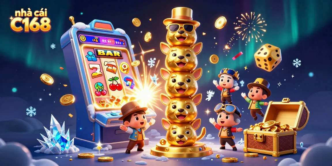 Engage with the vibrant world of nhà cái C168 through this dynamic casino illustration featuring interactive characters and exciting game elements.