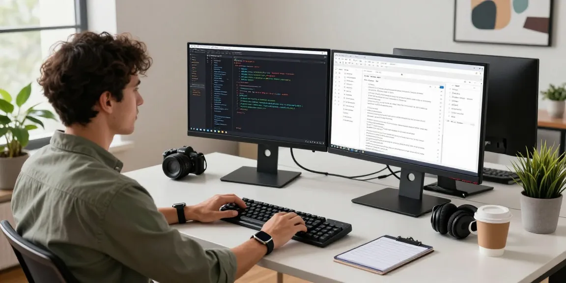 Developing innovative solutions at telegraimin.com workspace with coding displays and modern tech.