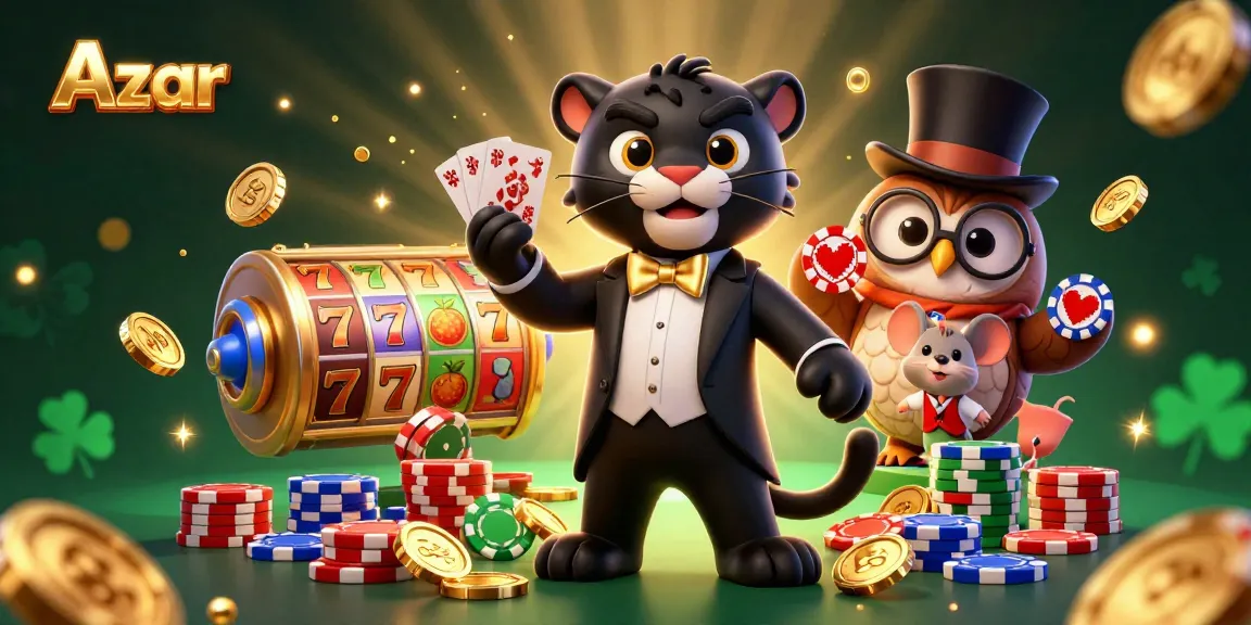Azar features a stylish black panther dealer engaging in exciting video chat gaming with poker elements.