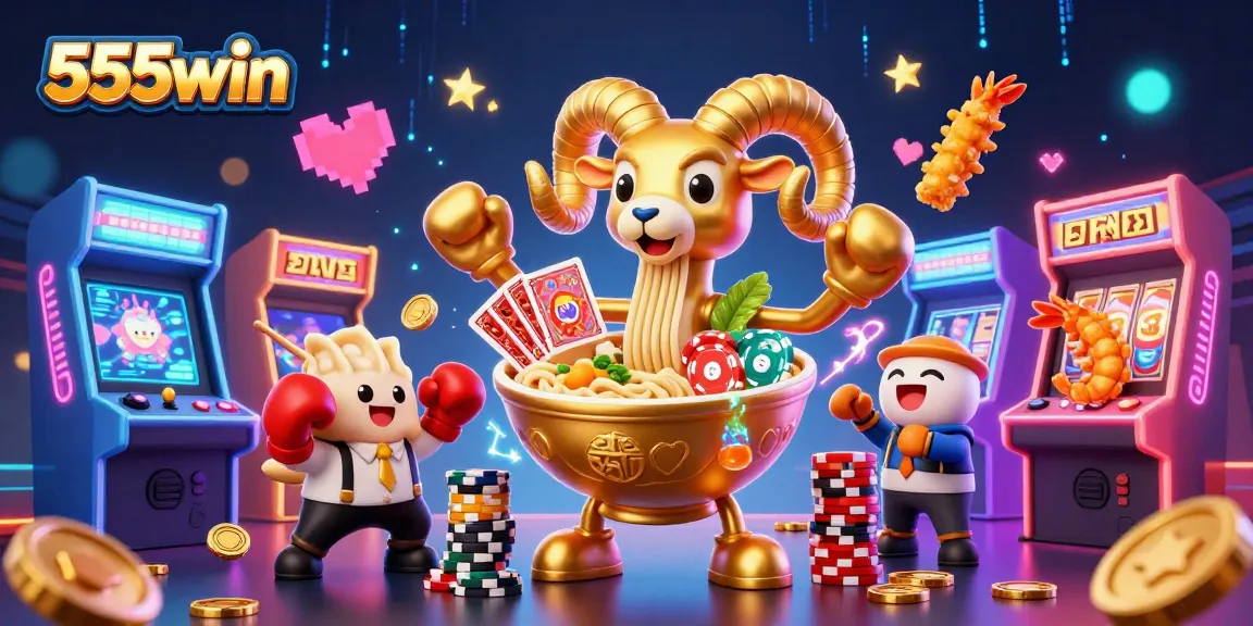 Play exciting casino games with 555win in this vibrant, action-packed digital illustration.