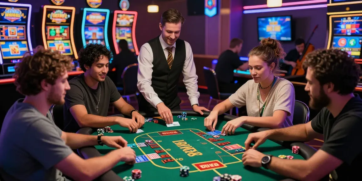 Exciting scene at credit card casinos showcasing players enjoying vibrant gaming with chips and illuminated screens.