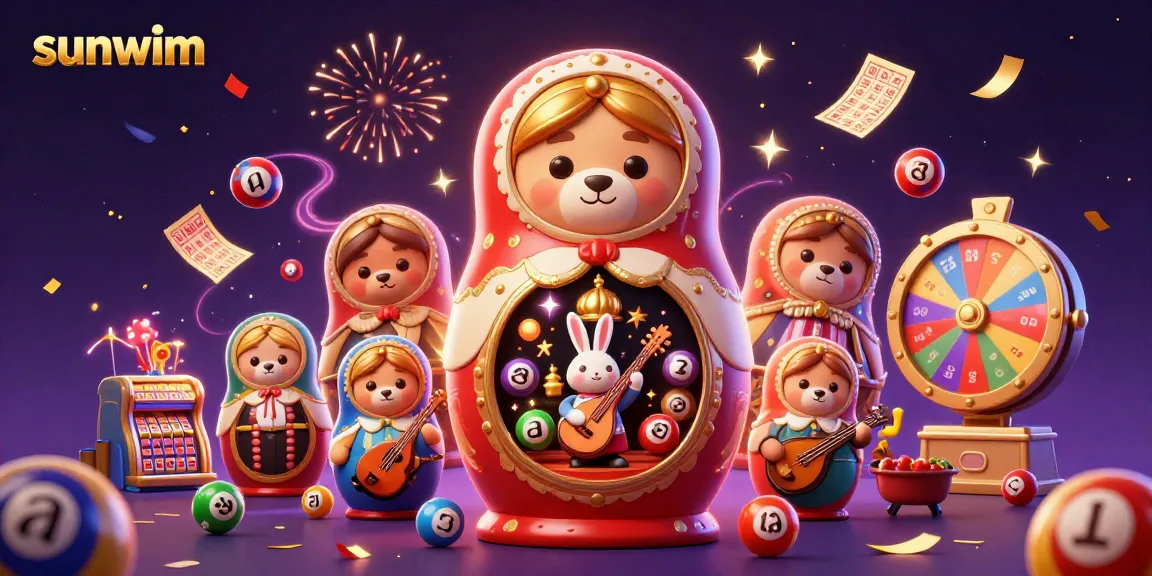 Experience winning thrills with sunwim in a vibrant casino scene filled with joyous characters.