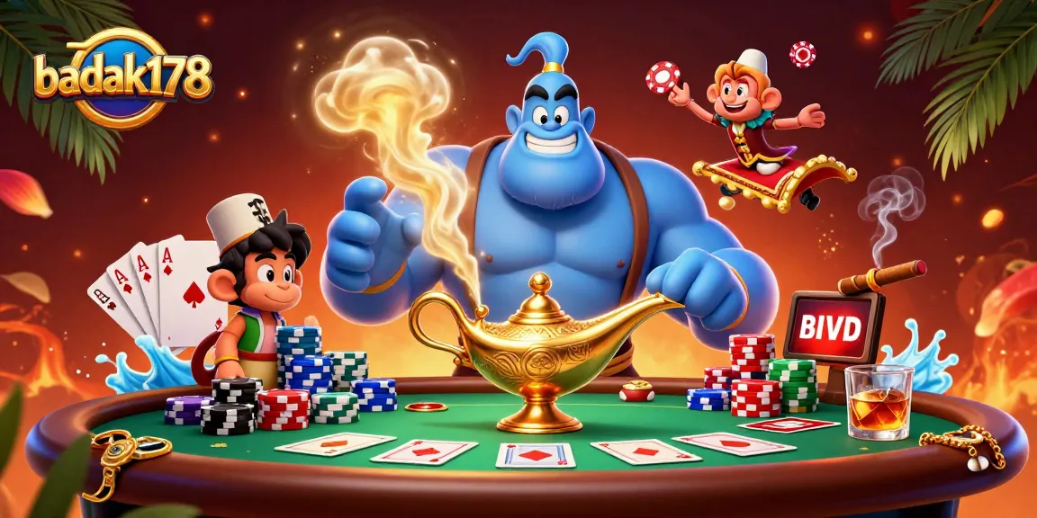 Join badak178 for an exhilarating poker showdown with vibrant characters and casino elements!