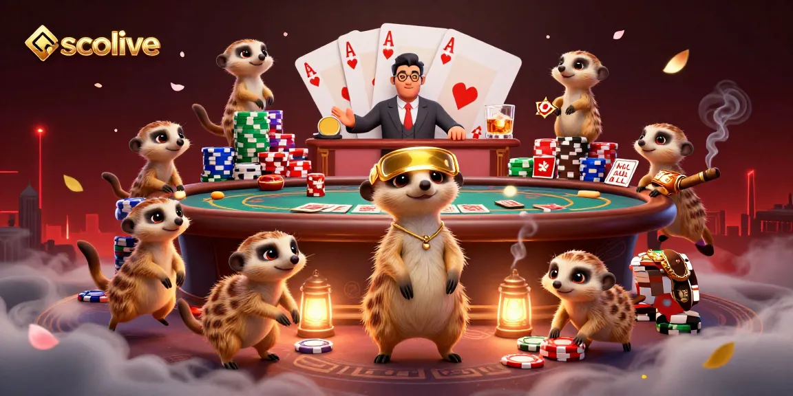Experience socolive's thrilling casino world with meerkats handling games and chips.