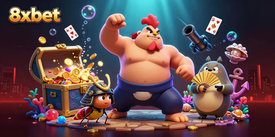 Experience thrilling gameplay with 8xbet's exciting underwater casino scene featuring unique characters and treasures.