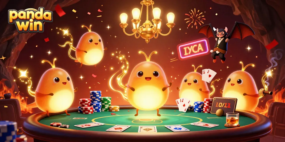 Immerse yourself in panda win with this vibrant glowworm casino scene showcasing thrilling poker action.